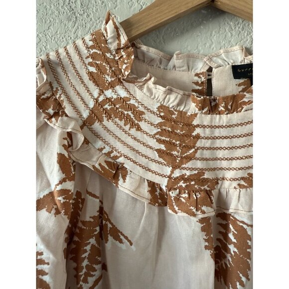 Anthropologie Current Air Linen Smocked Collar Top Floral Coquette Tropical XS - Picture 9 of 10